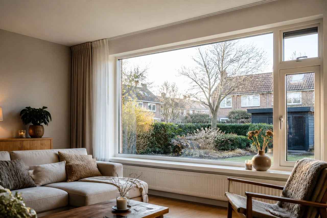 AI-illustratie van isolatieglas, geen uitgevoerd project